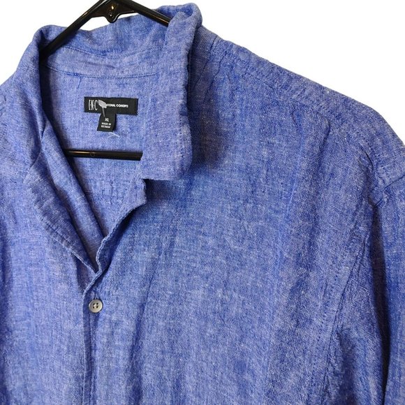 INC International Concepts Mens XL Blue Linen Blend Long Sleeves Button Up Shirt - Picture 5 of 8